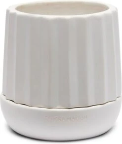 Riviera Maison Plantenbak Rond, Bloempot Met Ribbel - RM Let It Grow Planter - Wit - Porselein - Maat S