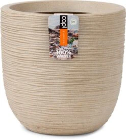 Capi Europe - Bloempot Bol Waste Rib NL - 43x41 - Terrazzo Beige - Voor Binnen En Buiten - KTBR933