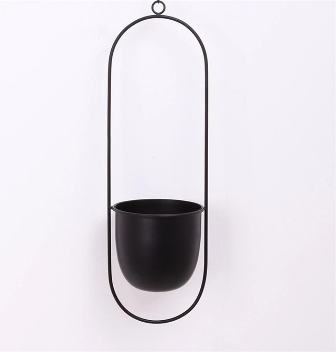 Be-Inspired® Hangende Bloempot Ovaal - Bloempot Binnen - Voor Hangplant – Plant Bloem Pot Met Opknoping – Plantenhanger - Plantenbak - Industrieel – Scandinavisch - Metaal - Zwart - Afbeelding 5