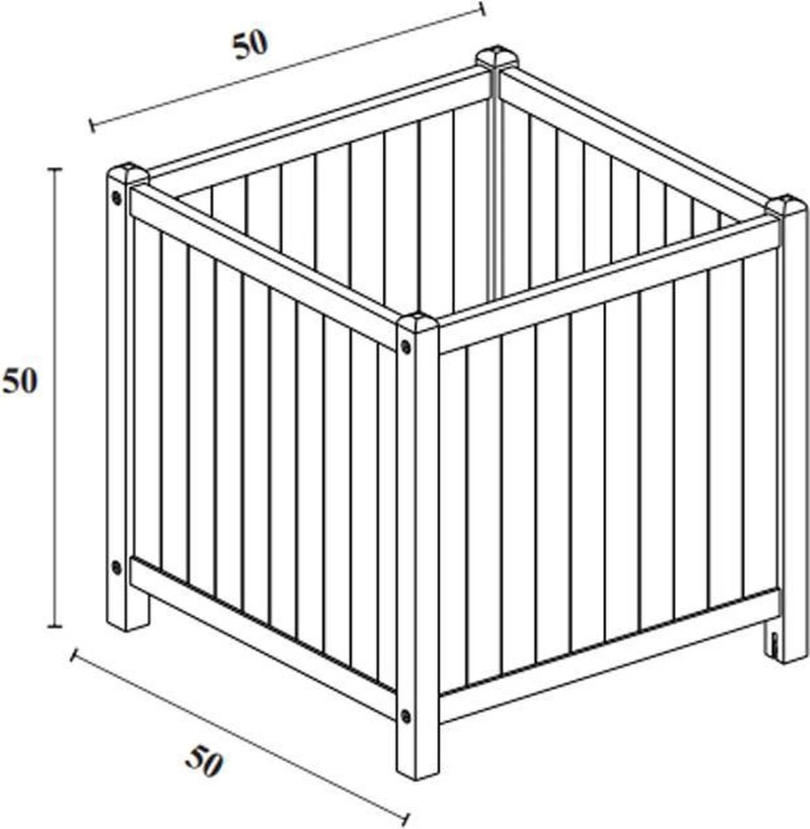 Houten Plantenbak Met Wieltjes 50x50 - Geolied Duurzaam FSC Acaciahout – Bloembak Buiten - Plantenbakken Buiten - Perfecthomeshop - Afbeelding 5