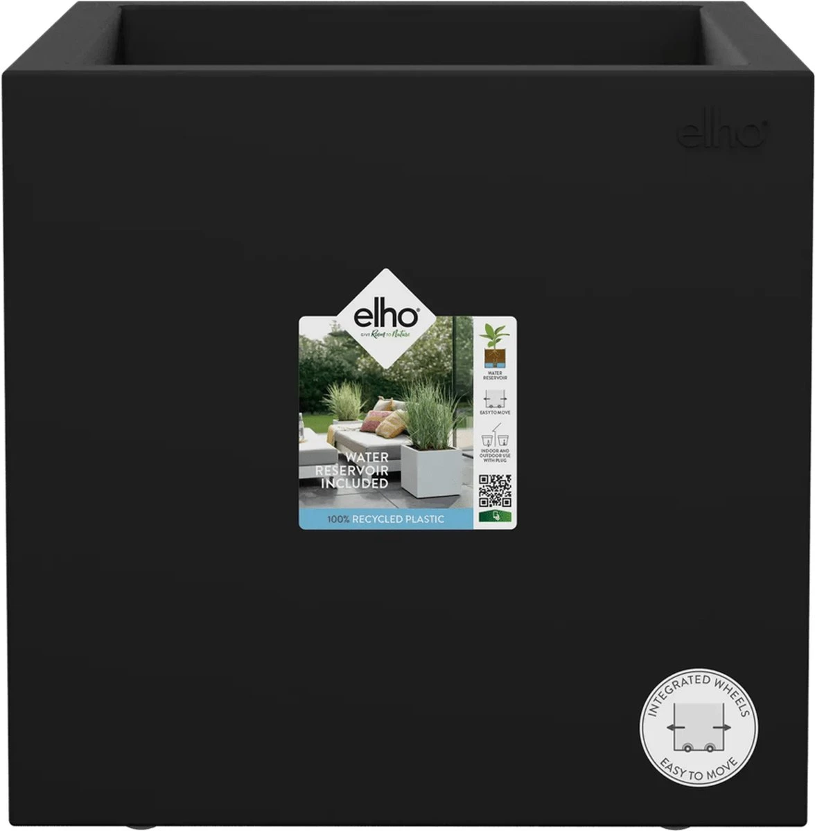 Elho Vivo Next Vierkant 40 - Plantenbak Voor Binnen & Buiten - Ø 39.0 X H 37.9 Cm - Zwart/Living Black - Afbeelding 11
