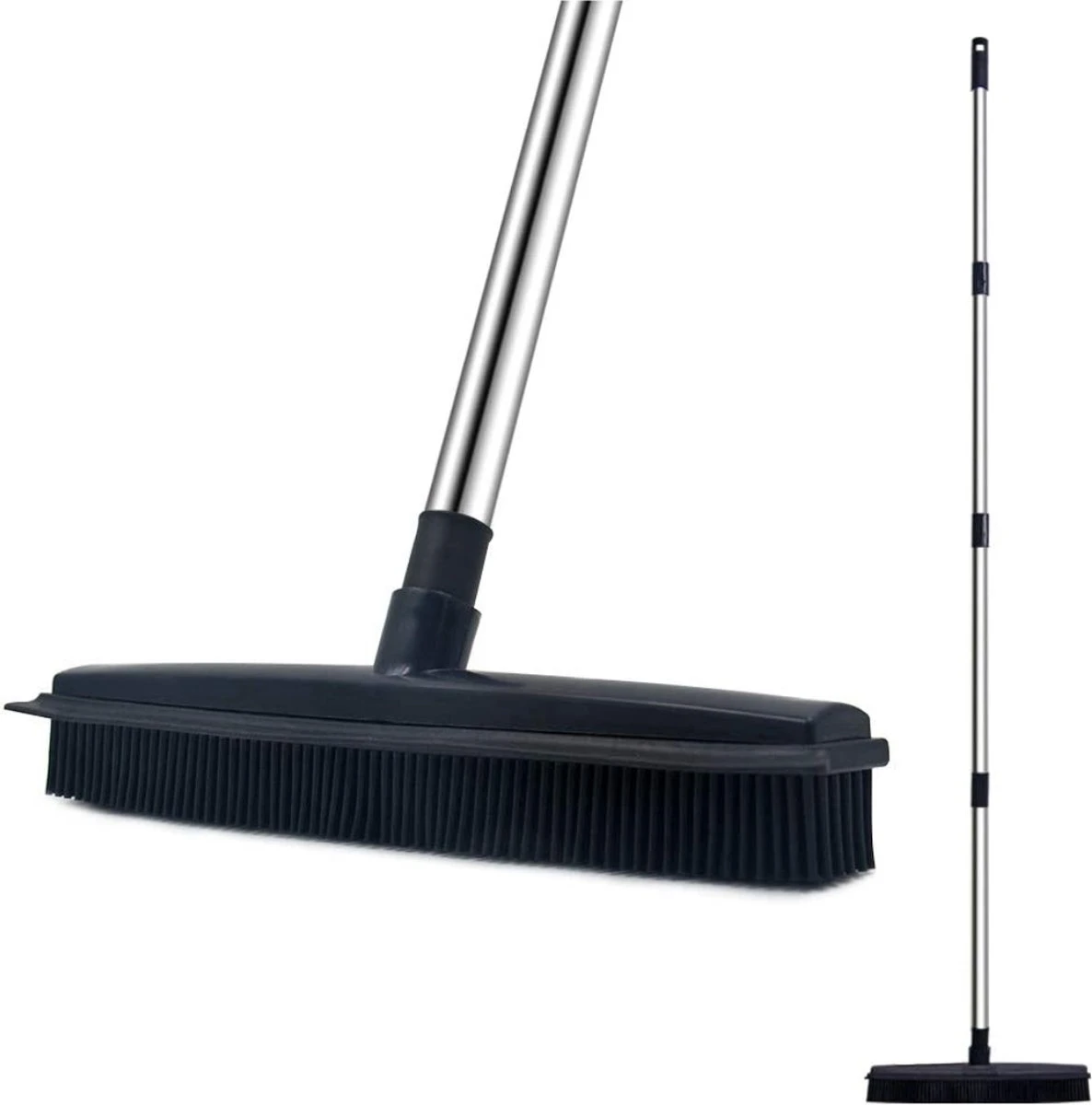 De Blaffende Kat 2 In 1 Rubberen Bezem – Bezem Binnen & Buiten – Vloerwisser Met Steel - Vloertrekker – Veger - Extra Lang 160cm