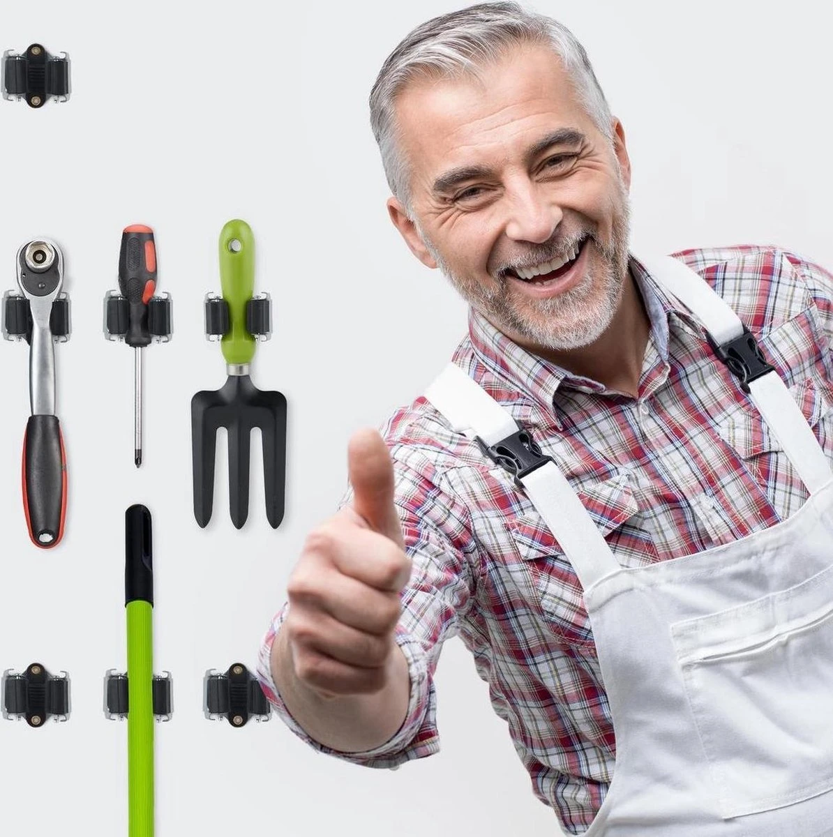 Deal Tools Multi Wand Houder - Bezemhouder - Gereedschap Houder - Bezem Ophangsysteem - Ophangsysteem Tuingereedschap - Set Inclusief Bevestigingsmateriaal - 12 Houders - Afbeelding 4