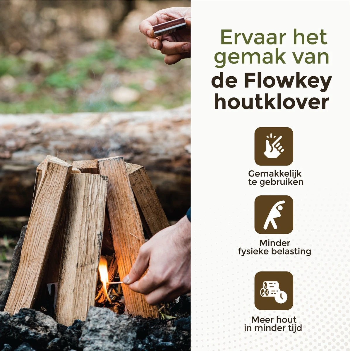 Flowkey® Houtklover XL - Houtsplijter Bijl - Houtkliever Kloofwig Gietijzer - Voor Hout & Aanmaakhout - Inclusief Gratis Hamer - Afbeelding 4