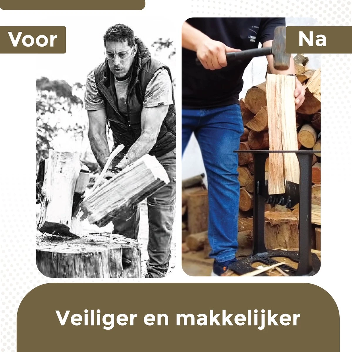 Flowkey® Houtklover XL - Houtsplijter Bijl - Houtkliever Kloofwig Gietijzer - Voor Hout & Aanmaakhout - Inclusief Gratis Hamer - Afbeelding 9