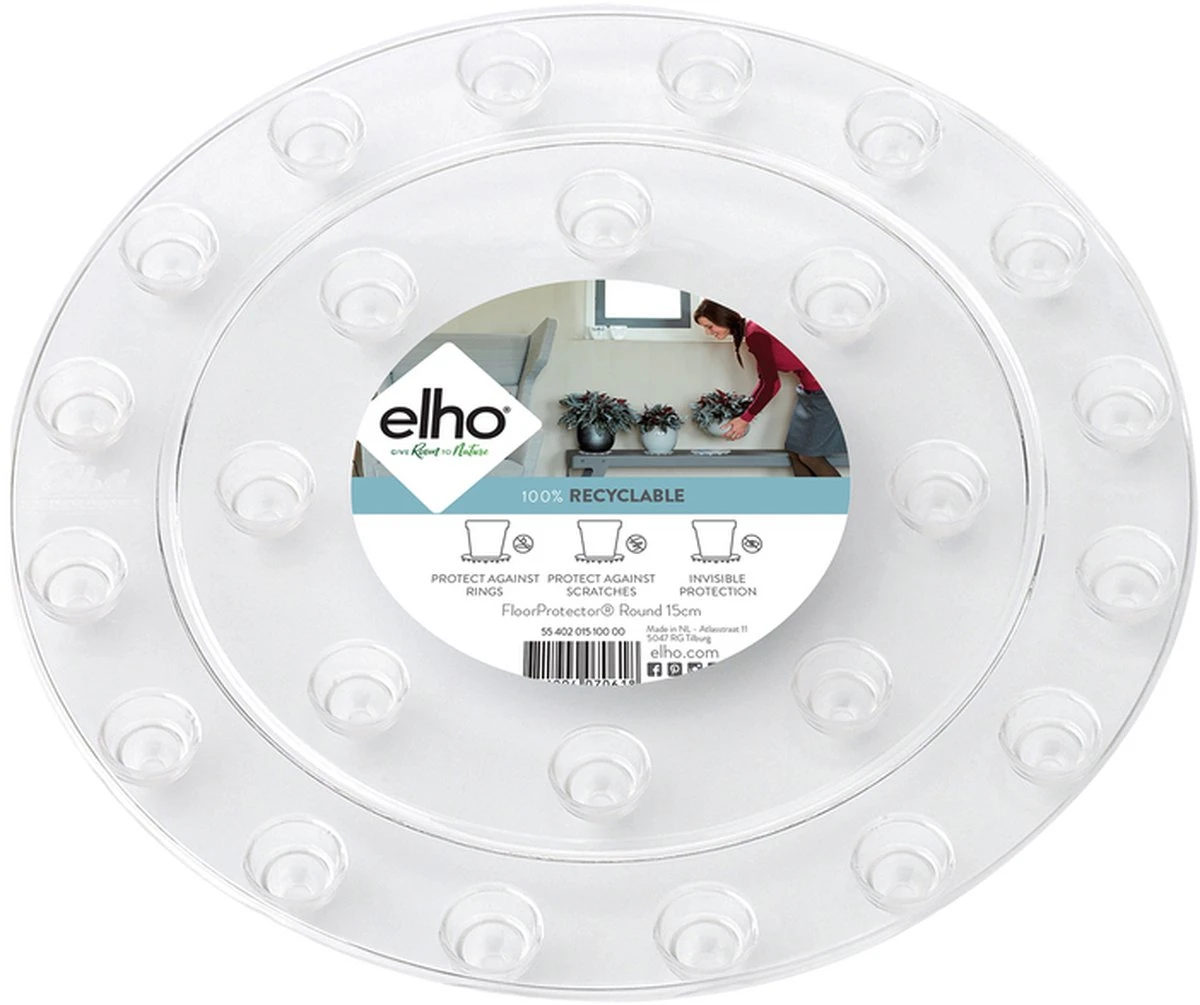 Elho Floorprotector Rond 25 - Accessoires Voor Binnen - Ø 25.0 X H 1.5 Cm - Transparant/Transparant - Afbeelding 2