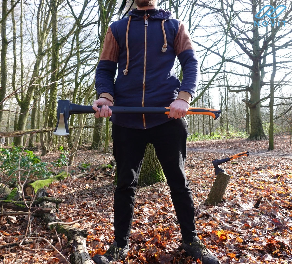 Novit Bijl - Kloofbijl & Handbijl + GRATIS Wetsteen Slijpsteen - Bijlen Set 3 + 0.6kg - Afbeelding 5