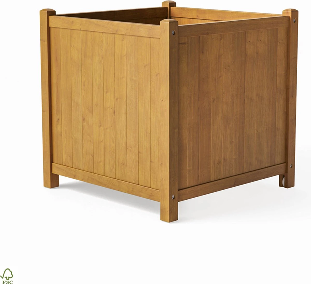 Houten Plantenbak Met Wieltjes 50x50 - Geolied Duurzaam FSC Acaciahout – Bloembak Buiten - Plantenbakken Buiten - Perfecthomeshop - Afbeelding 8