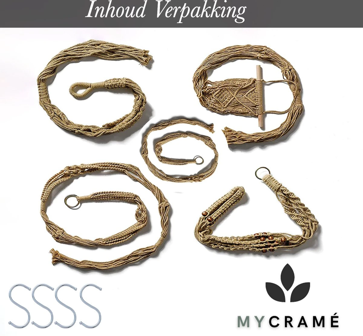 5 Stuks Luxe Jute Plantenhangers - Boho Handgeweven Katoen Hangpot Voor Binnen/Buiten - Hangende Bloempot Met Kralen - Macramé Touw/Koord Hangplant Houder - Bohemian Wandhanger Decoratie - Plant Hanger - Verticale Tuin Bloempothouder Planthanger - Afbeelding 6