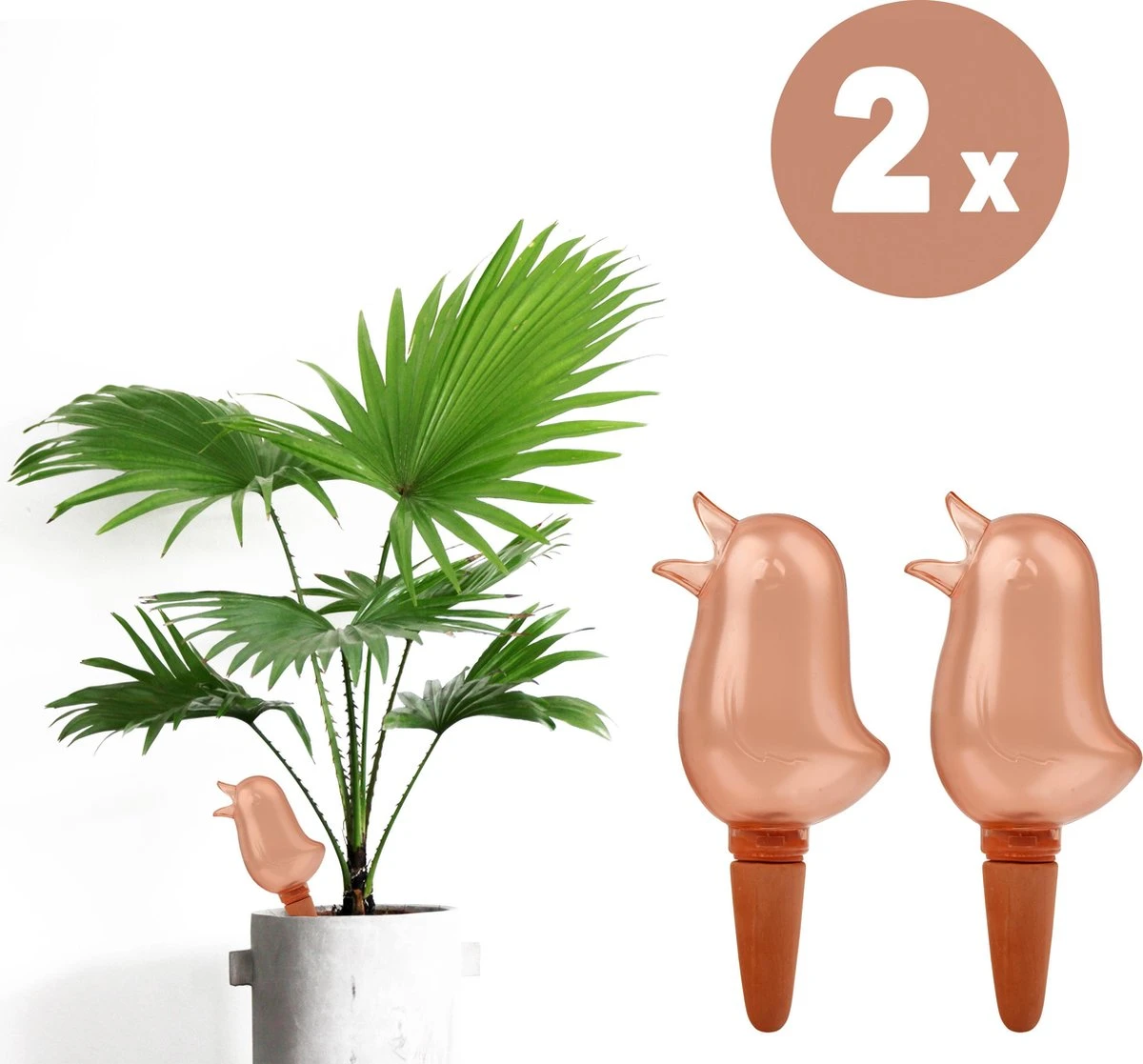 Waterdruppelaar Voor Planten 2 Stuks - Waterbol Kamerplanten - Automatisch Watergeefsysteem - Vogel - Roze