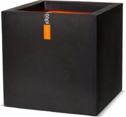 Capi Europe - Bloempot Vierkant Smooth NL - 40x40x40 - Zwart - Voor Binnen En Buiten - KBL903