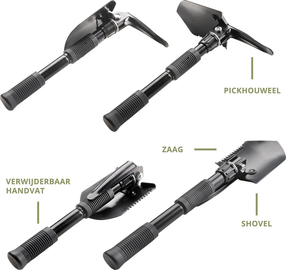 MacGyver Pikhouweelset En Schep - Opvouwbaar Pioniersschep - Zaag - Veldschep Inklapbaar - IJzer - Afbeelding 4