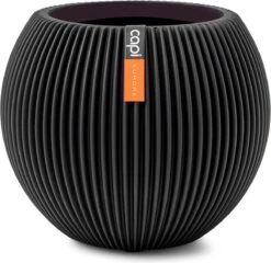 Capi Europe - Vaas Bol Groove - 29x26 - Zwart - Bloempot Voor Binnen - BGVBL104