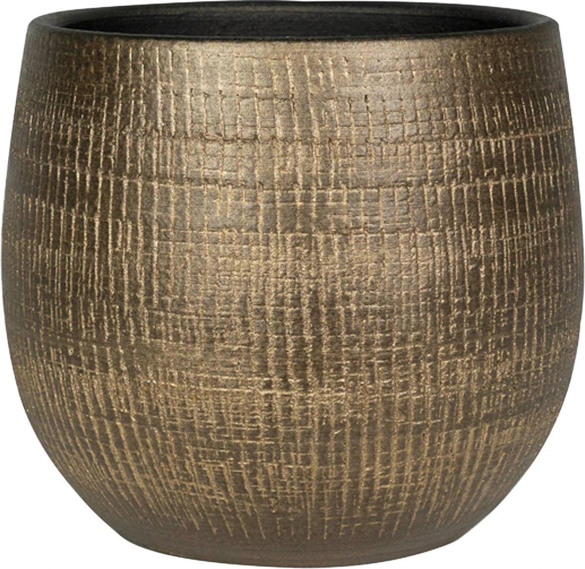 Plantenpot/bloempot In Een Strakke Modern Design Look Metal Goud Dia 22 Cm En Hoogte 20 Cm - Afbeelding 3