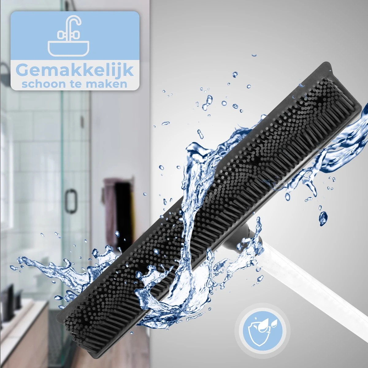 De Blaffende Kat 2 In 1 Rubberen Bezem – Bezem Binnen & Buiten – Vloerwisser Met Steel - Vloertrekker – Veger - Extra Lang 160cm - Afbeelding 6