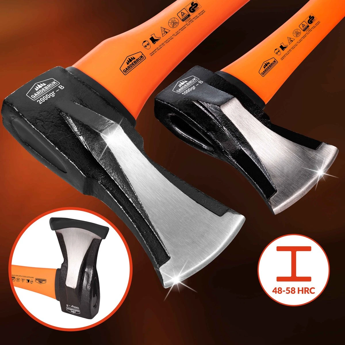 Merkloos Kliefhamer 3kg En Hakbijl 37cm Met Fiber Steel - Set Van 2 Stuks - Afbeelding 3