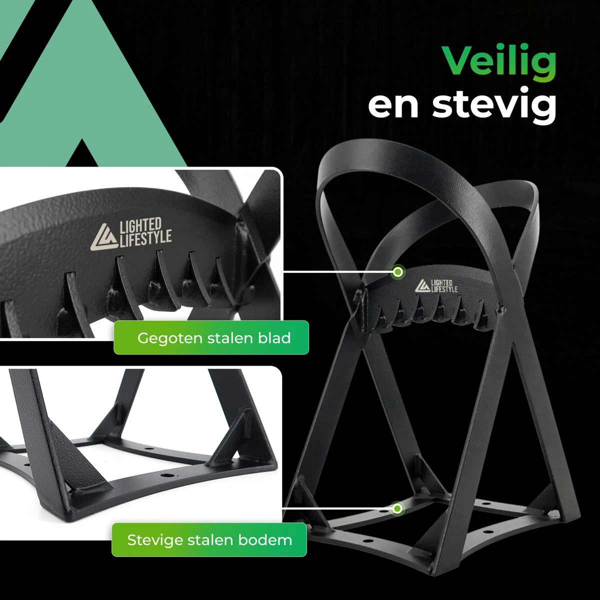 Lighted Lifestyle™| Houtklover Voor Aanmaakhout Incl. Kloofhamer - Houtsplijter - Houtkliever - Snel Haardhout - Gietijzer - Incl. Schroeven - Afbeelding 4