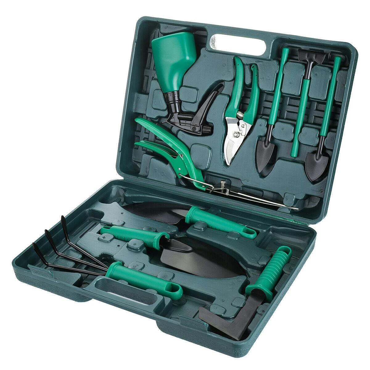 Merkloos 10-Delige Tuingereedschap Set Inclusief Opbergkoffer - Tuinierset - Tuinsetje - Gereedschap Voor Tuin - Tuinschaar - Tuinschepje - Bloemenschaar - Voegenkrabber - Plantenspuit - Grasschaar - Bloemenschep - Tuinhark - Afbeelding 13