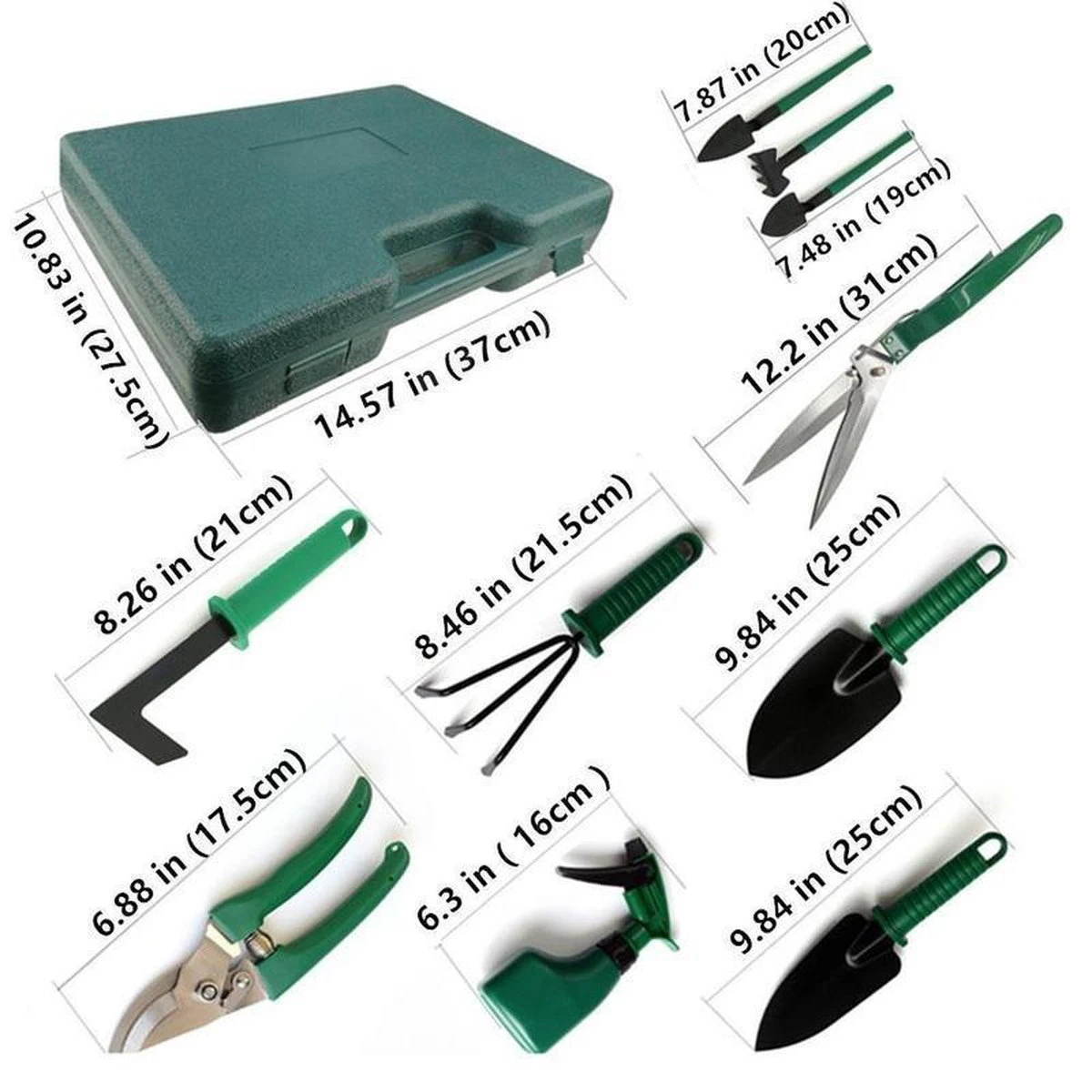 Merkloos 10-Delige Tuingereedschap Set Inclusief Opbergkoffer - Tuinierset - Tuinsetje - Gereedschap Voor Tuin - Tuinschaar - Tuinschepje - Bloemenschaar - Voegenkrabber - Plantenspuit - Grasschaar - Bloemenschep - Tuinhark - Afbeelding 17
