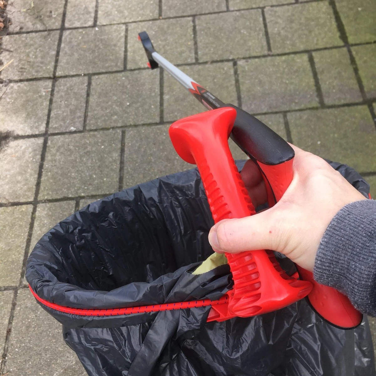 Handihoop Afvalring - Afvalzak Ring - Vuilniszak Ring Met Elastiek - Ergonomisch Handvat - Afbeelding 3