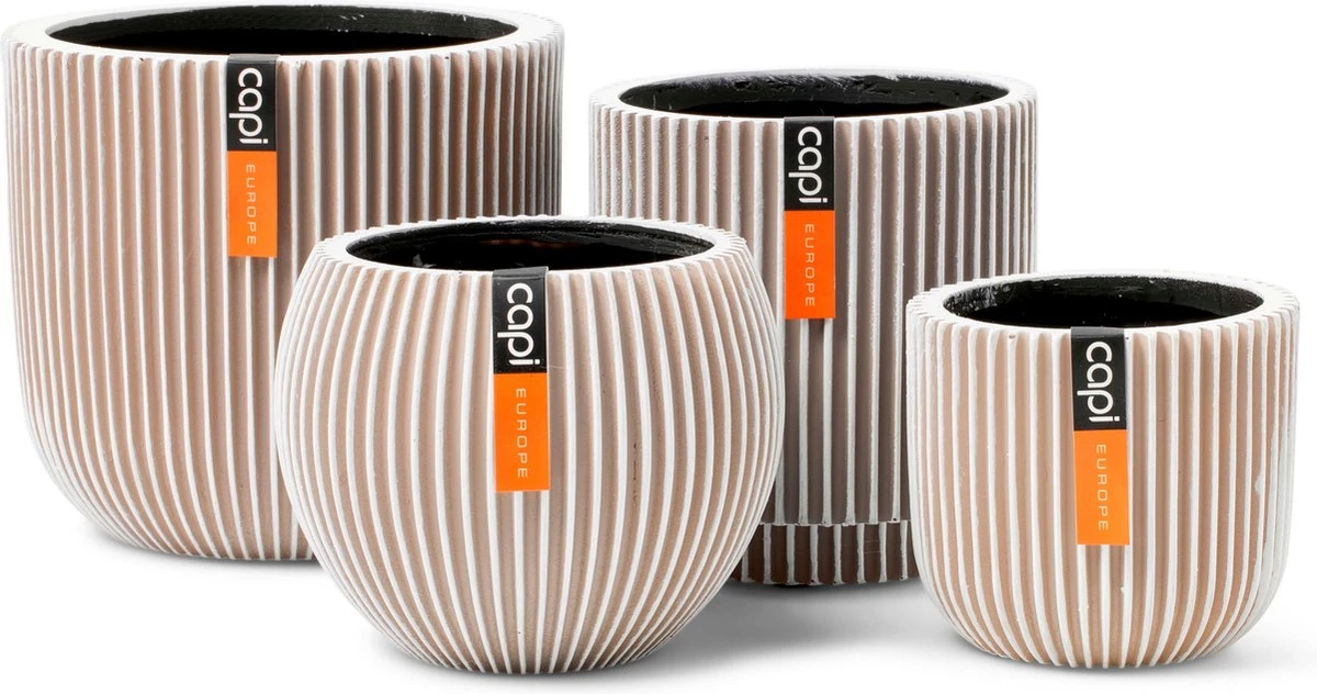 Capi Europe - Set Van 4 - Bloempot Binnen - Groove - - Ivoor - Bloempot Voor Binnen - BOX-BGVI-4