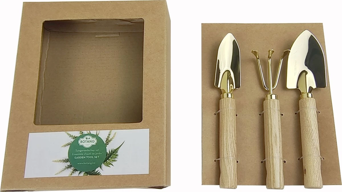 Botang 3-delige Metalen Tuingereedschap Set, Mini Troffel, Harkje En Transplanter - Opgelet Mini Set - Afbeelding 2