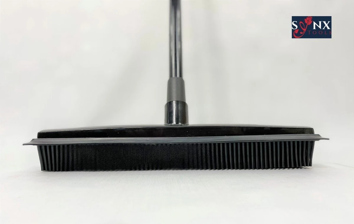 Synx Tools Zachte Bezem Rubberen Zwart 30cm Vloertrekker Binnen Bezem - Pet Hair Remover Bezems - Huisdierhaar Verwijderaar En Kappersbezem Met Steel - Vloertrekkers Met Bezemsteel - Vloertrekker Badkamer - 60/120 Cm Steel - Afbeelding 2