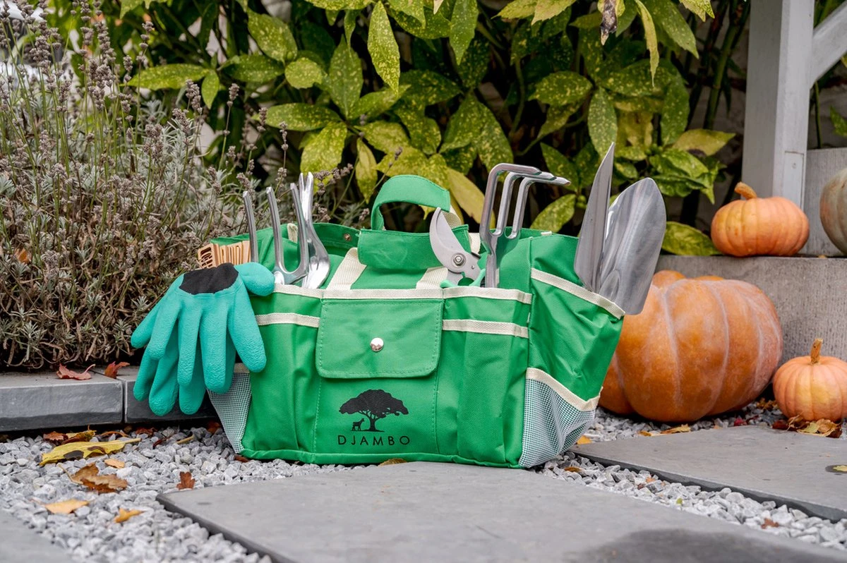 Djambo Tuingereedschap Set 8-delig Tuinsetje Met 15 Unieke Bamboe Plantetiketten In 1 Draagtas - Compleet Tuingereedschap Voor De Tuinliefhebbers - Afbeelding 17