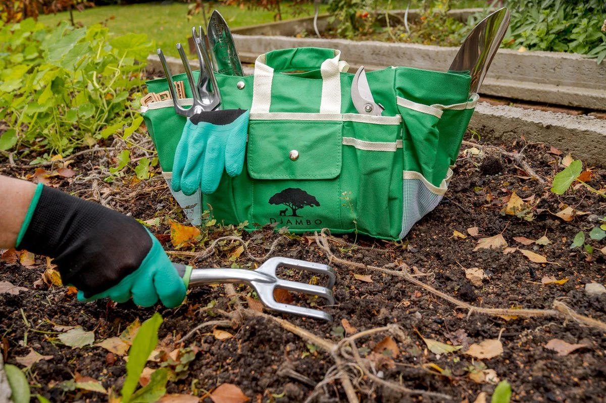 Djambo Tuingereedschap Set 8-delig Tuinsetje Met 15 Unieke Bamboe Plantetiketten In 1 Draagtas - Compleet Tuingereedschap Voor De Tuinliefhebbers - Afbeelding 20