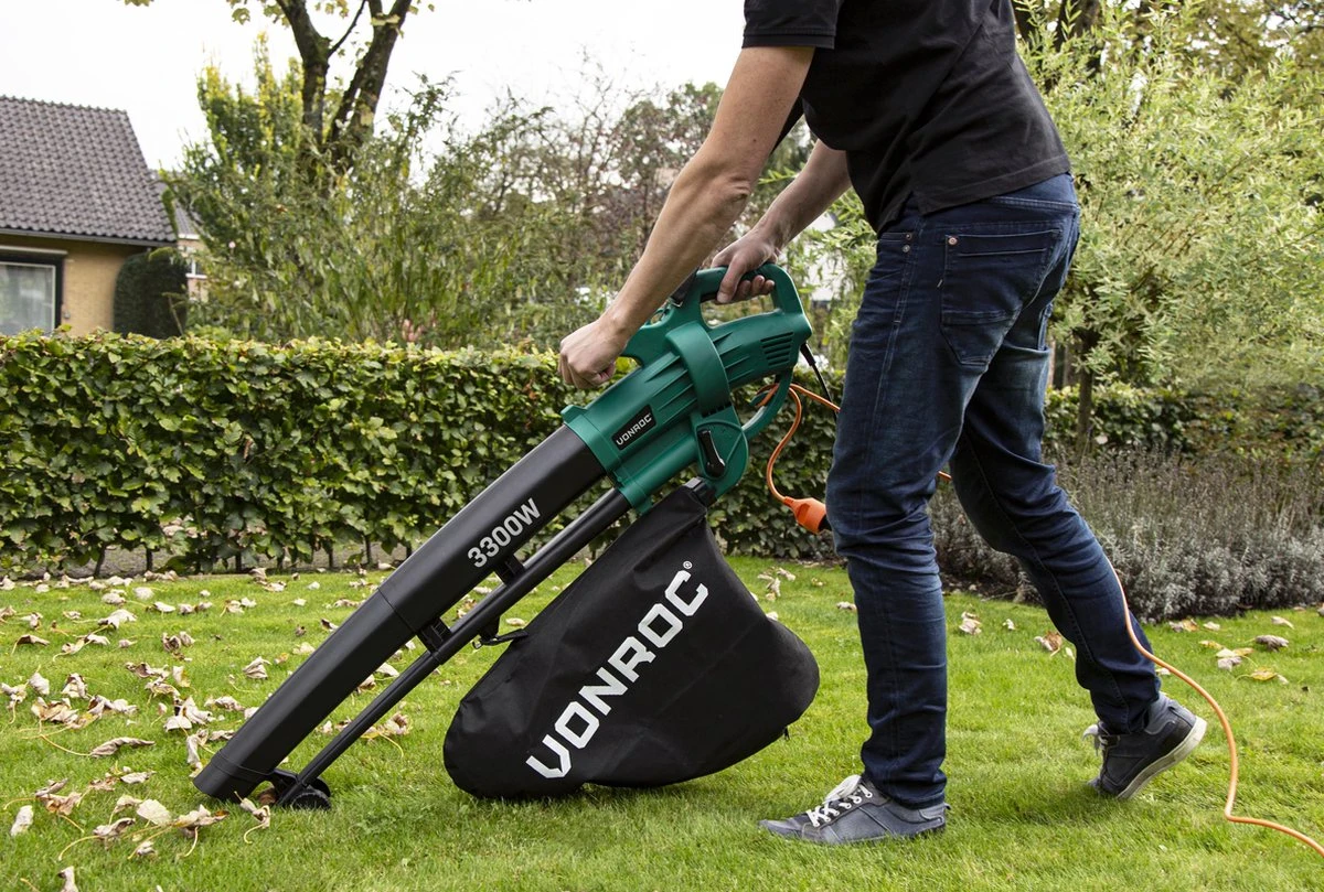 VONROC 3-in-1 Bladblazer – 3300W – Blazen, Zuigen & Versnipperen – 270km/h – Incl. 40L Opvangzak - Afbeelding 5