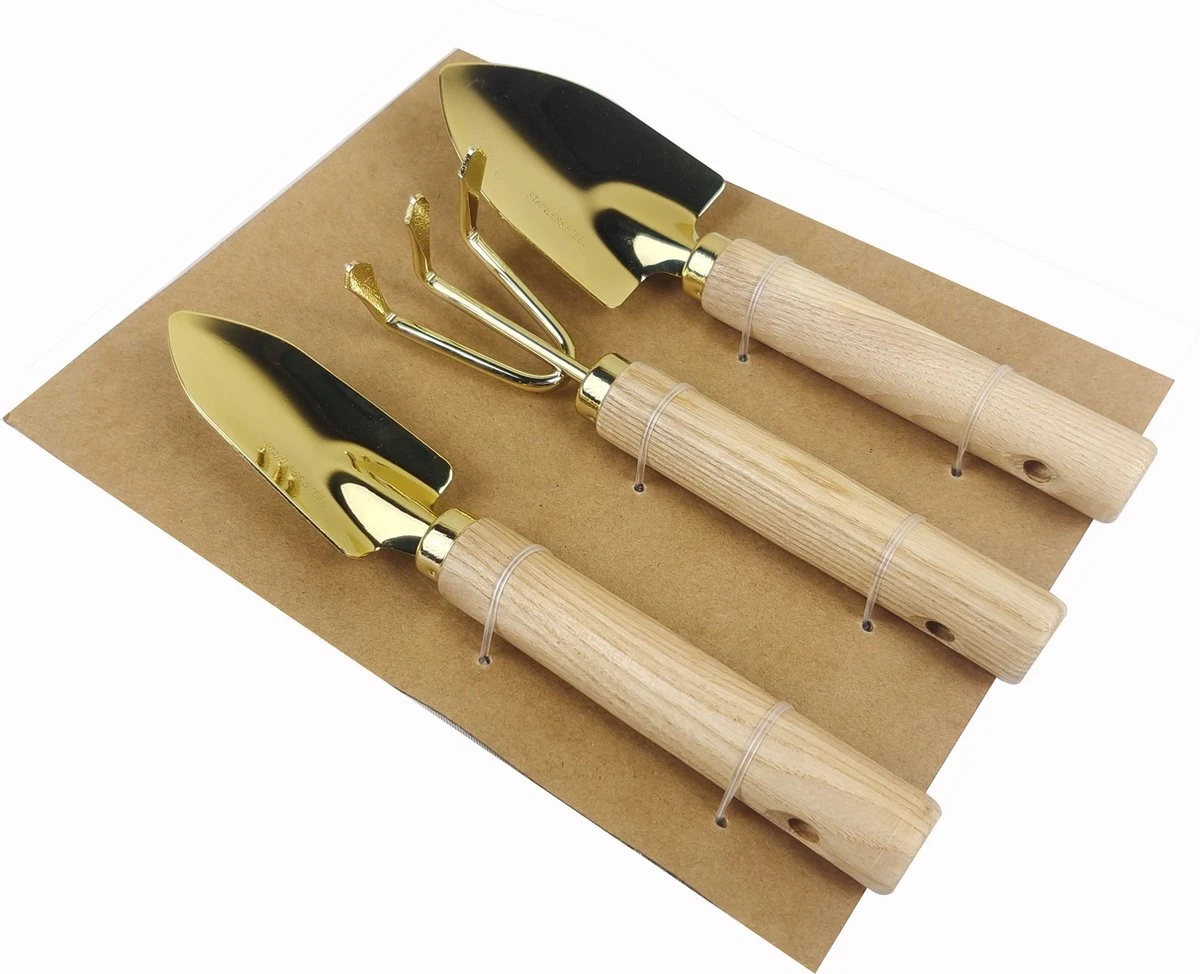 Botang 3-delige Metalen Tuingereedschap Set, Mini Troffel, Harkje En Transplanter - Opgelet Mini Set - Afbeelding 3
