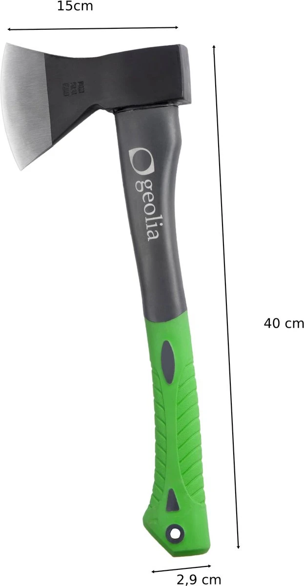 GEOLIA - Bijl - Bijl - Staal - Glasvezelsteel - 0,8 Kg Met Een Stalen Kop Van 0,6 Kg - Bijlen - Handbijl - Kleine Bijl - Kloofbijl - Kloofbijl - Afbeelding 2