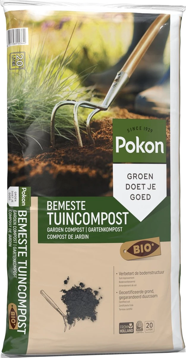 Pokon Bio Bemeste Tuincompost - 20l - Bodemverbeteraar - Geschikt Voor Ophoging En Aanplanten - Afbeelding 2