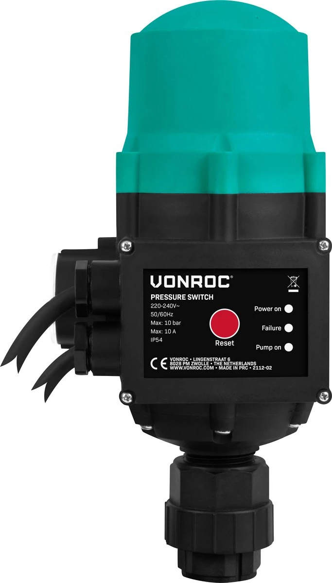 VONROC Hydrofoorpomp / Automatische Pomp - 1000W - 3500l/h - Met Drukschakelaar - Droogloopbeveiliging - Voor Besproeien En Huishoudwater - Afbeelding 5