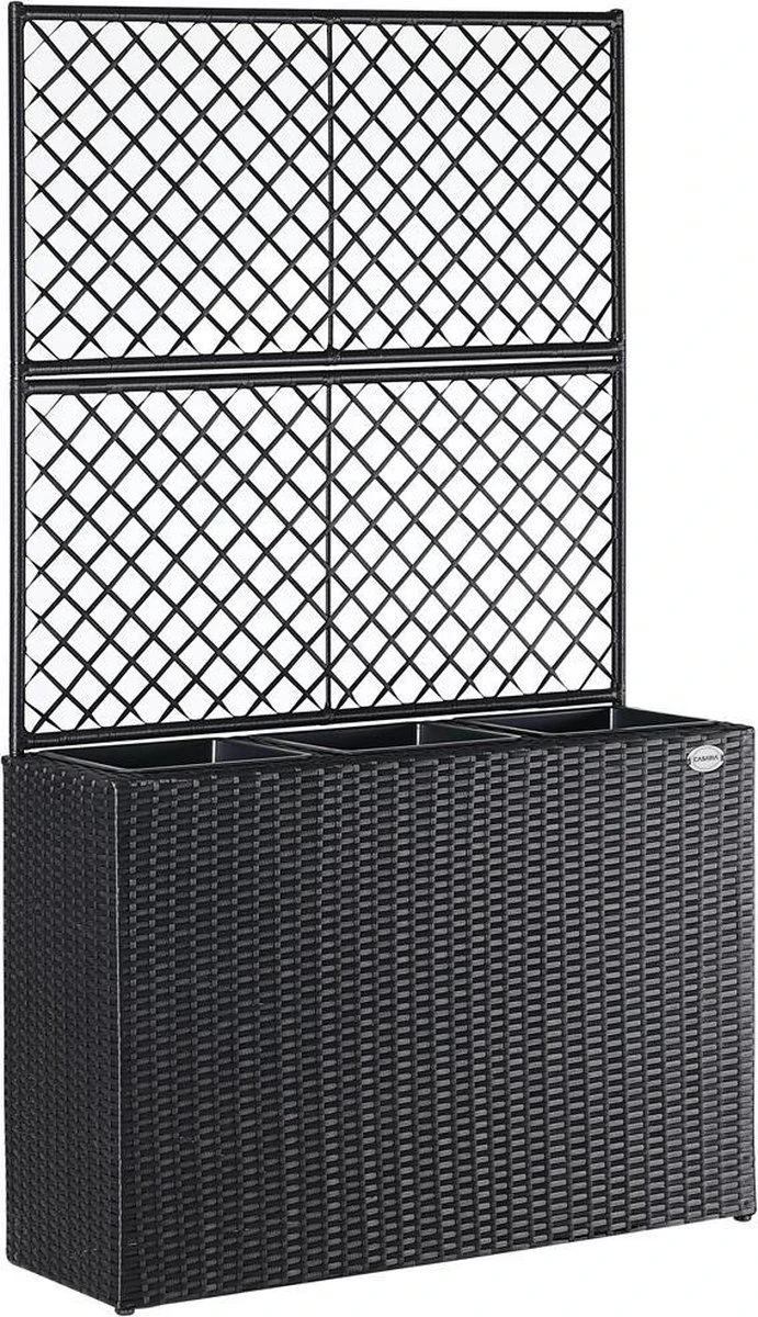 Casaria Polyrattan Plantenbak - Met Klimoprek - 3 Bakken Zwart