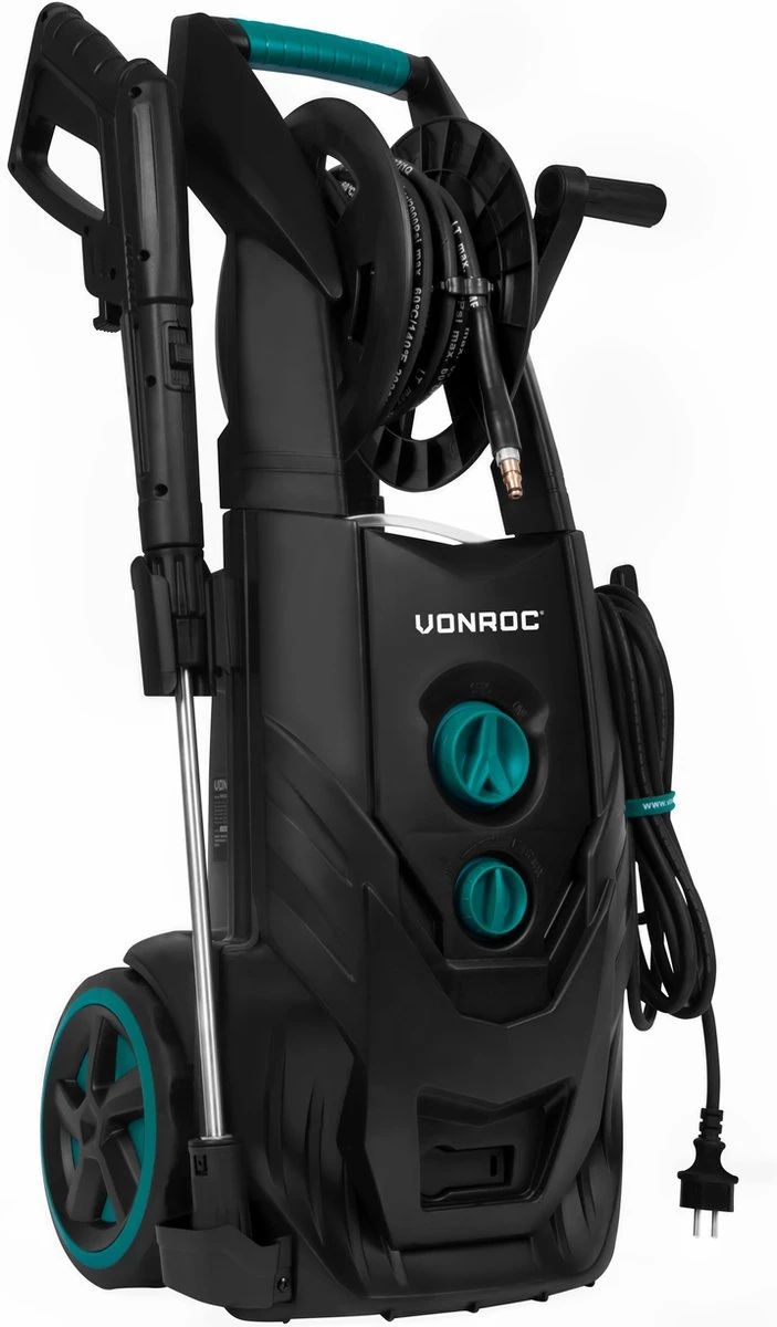 VONROC PRO Hogedrukreiniger V25-2 – 2500W – 195 Bar – 468 L/h – Duurzame Inductiemotor – Incl. 8m Slang, Slanghaspel, Terrasreiniger, Reinigingstank En Meer - Afbeelding 2