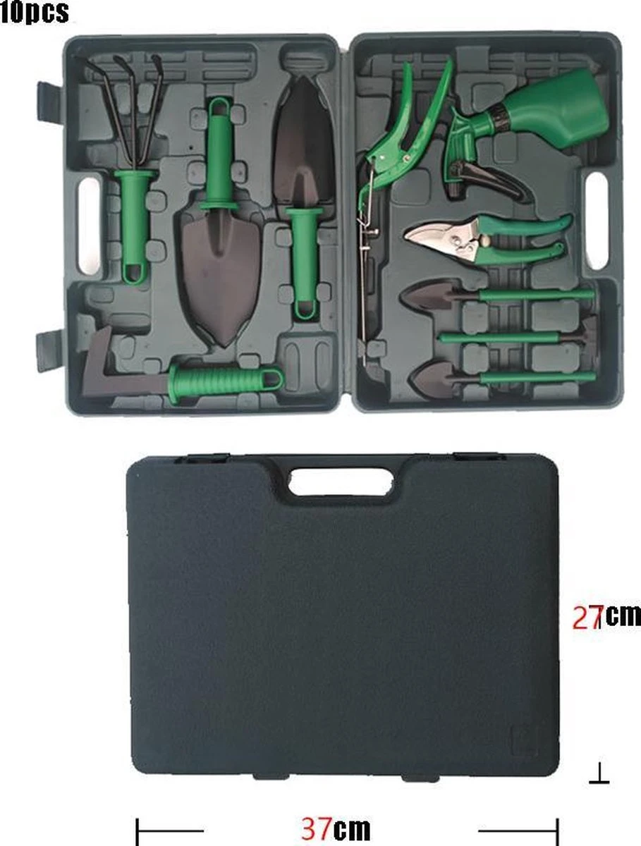 Merkloos 10-Delige Tuingereedschap Set Inclusief Opbergkoffer - Tuinierset - Tuinsetje - Gereedschap Voor Tuin - Tuinschaar - Tuinschepje - Bloemenschaar - Voegenkrabber - Plantenspuit - Grasschaar - Bloemenschep - Tuinhark - Afbeelding 10