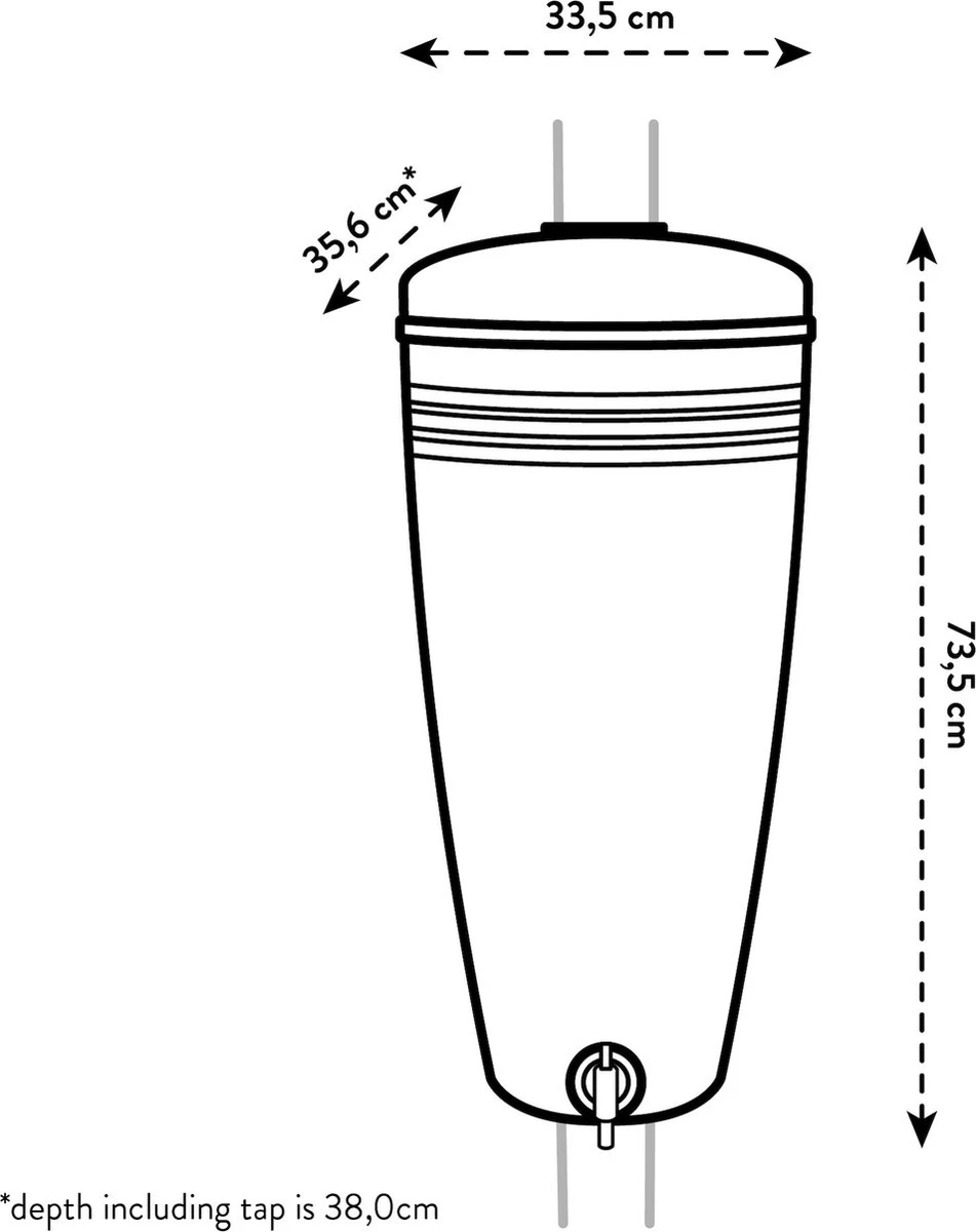 Elho Green Basics Rain Catcher 33 - Regenton Voor Balkonbuiten - Ø 33.5 X H 73.5 Cm - Zwart/Living Black - Afbeelding 7