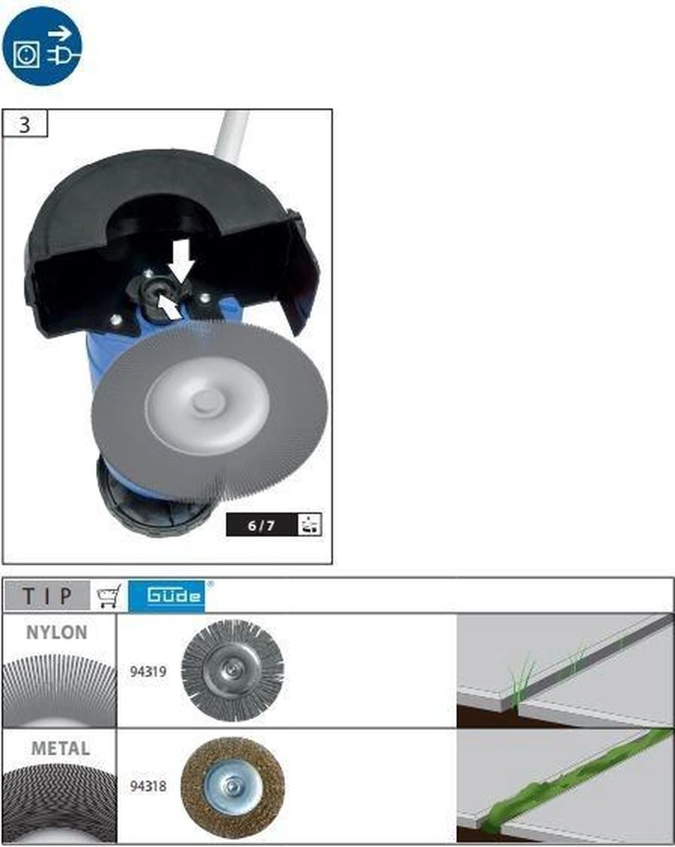 Güde Elektrische Onkruidborstel - Voegenreiniger - 400 Watt - GRF 401 - Afbeelding 7
