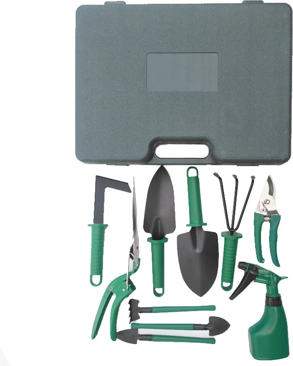 Merkloos 10-Delige Tuingereedschap Set Inclusief Opbergkoffer - Tuinierset - Tuinsetje - Gereedschap Voor Tuin - Tuinschaar - Tuinschepje - Bloemenschaar - Voegenkrabber - Plantenspuit - Grasschaar - Bloemenschep - Tuinhark - Afbeelding 14