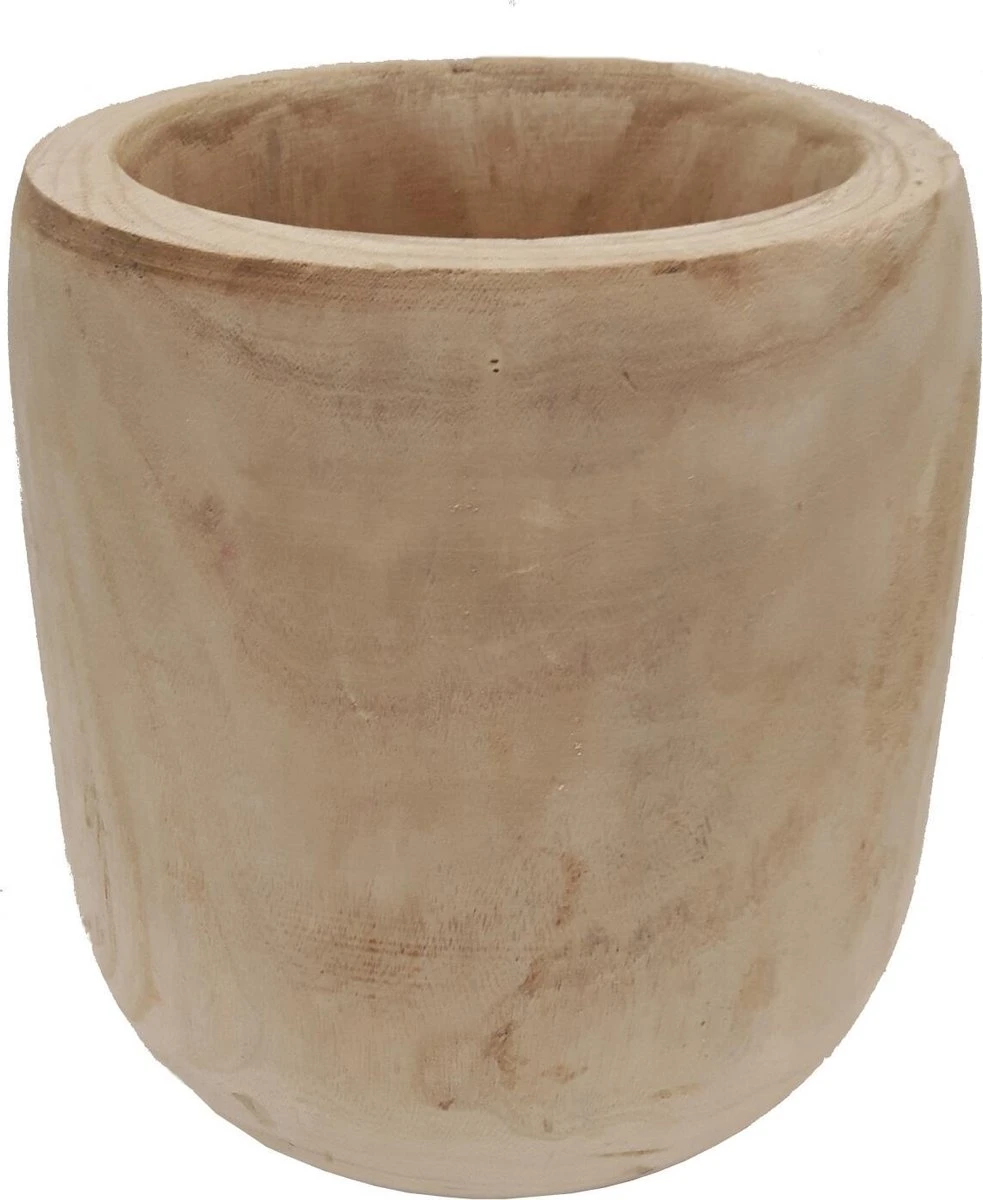 Mica Decorations Pia Bloempot - H31 X Ø31 Cm - Paulownia Hout - Lichtbruin - Afbeelding 5